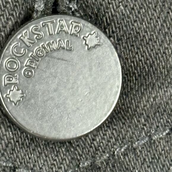 Rockstar Original Denim Jacket Faux Fur Spell Out Black Red Size M - Picture 6 of 8